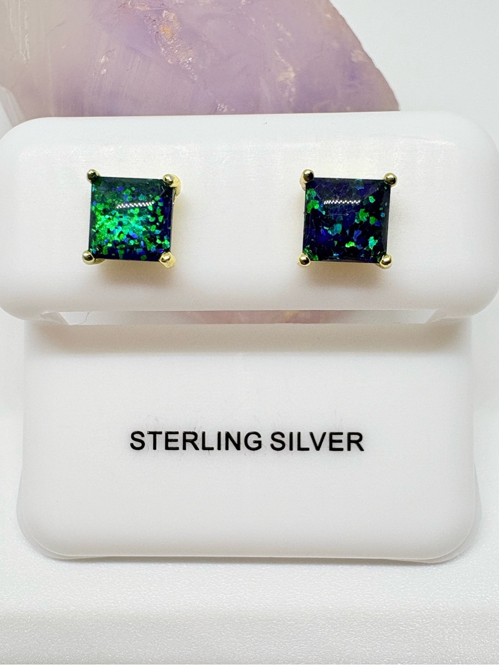 Gold Over Sterling Silver Fire Opal Stud Earrings